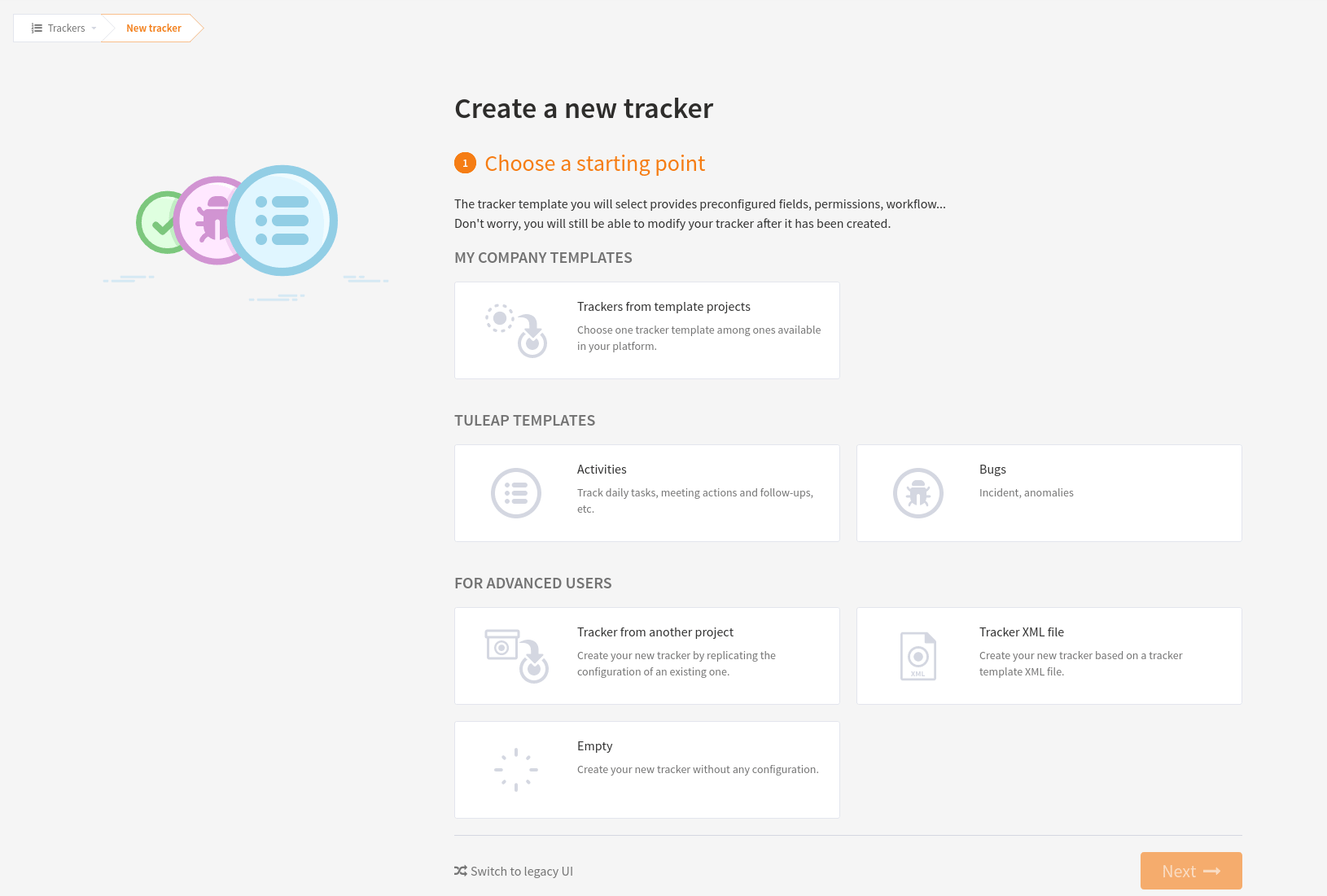 Create a new tracker